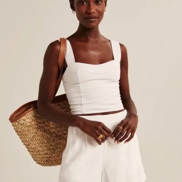 Abercrombie & Fitch Tops - Abercrombie Cropped Linen Blend Corset Top Linen Women's S